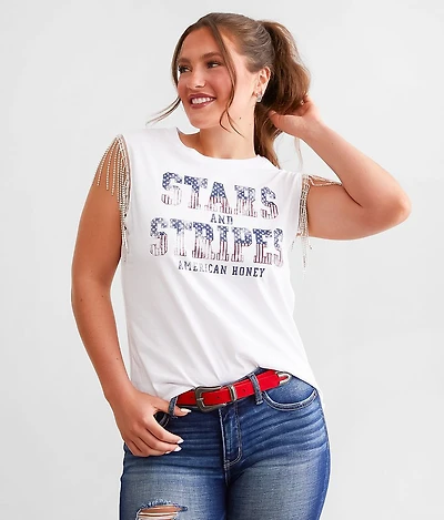Stars & Stripes Rhinestone Fringe Tank Top