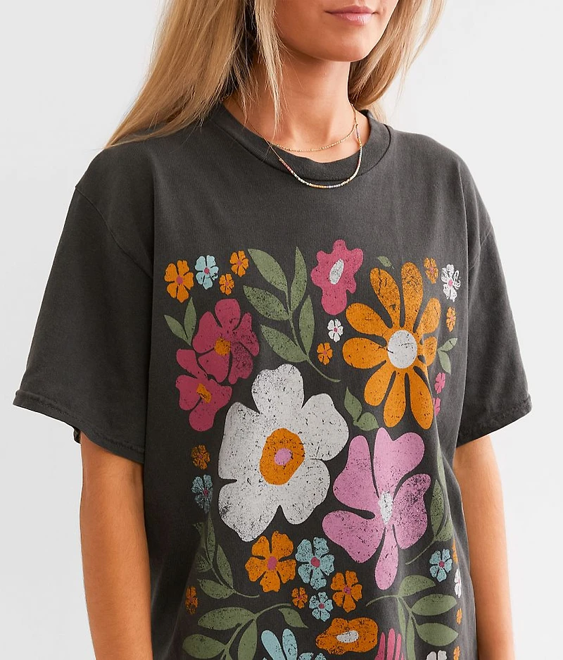 Abstract Flowers Oversized T-Shirt