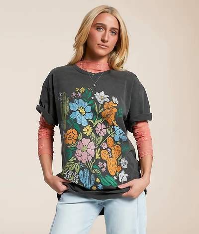 Floral Cactus Oversized T-Shirt