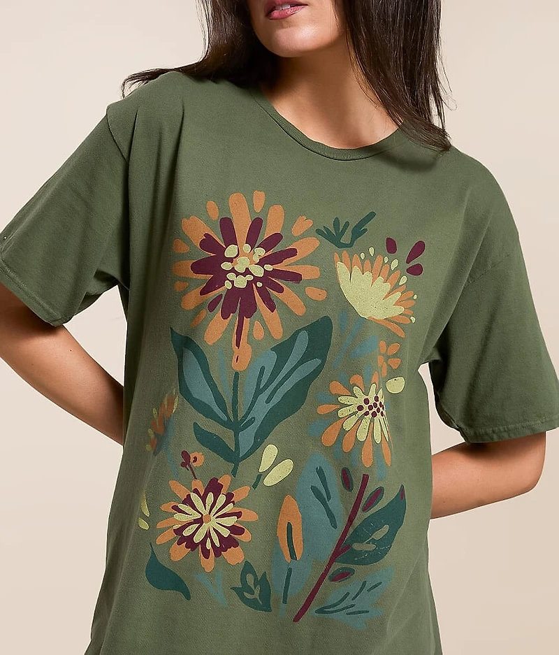 Floral Mums Oversized T-Shirt