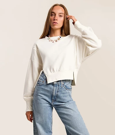 Split Hem Cropped Pullover