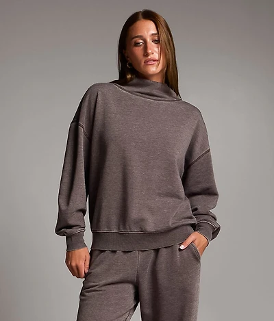 Burnout Mock Neck Pullover