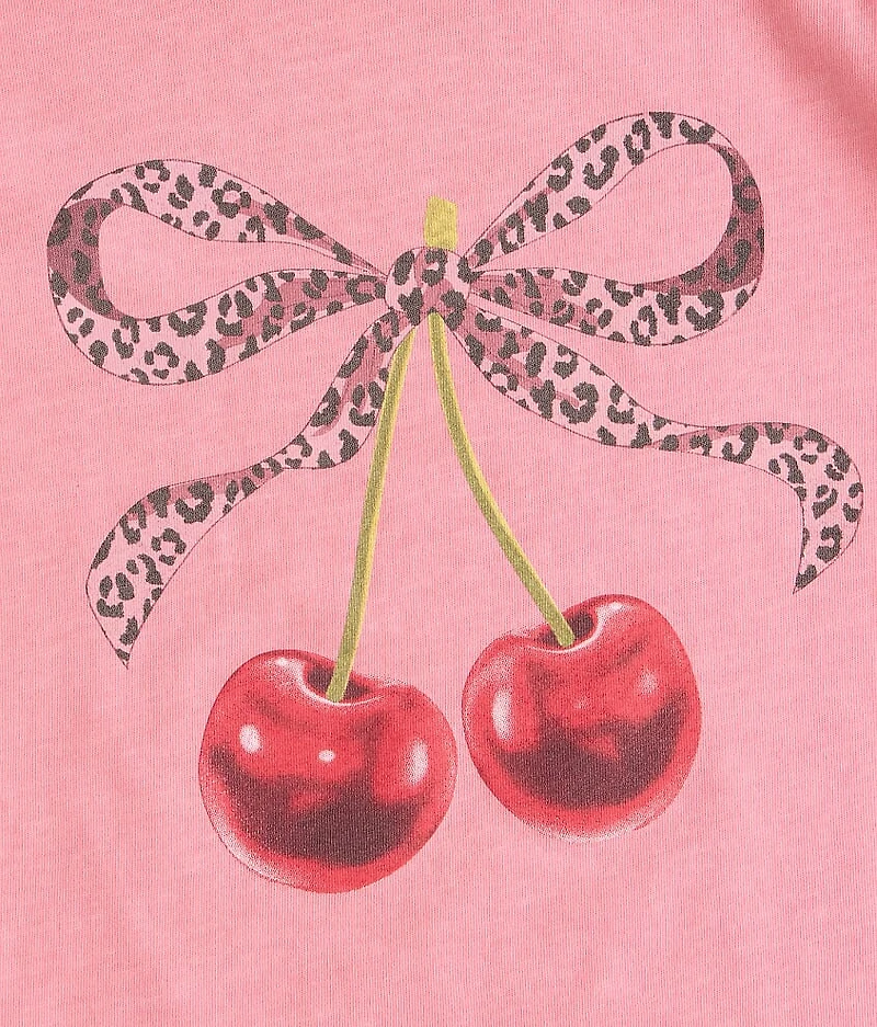 Girls - Cherries & Leopard Bow T-Shirt
