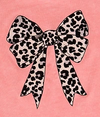 Girls - Flocked Leopard Bow T-Shirt