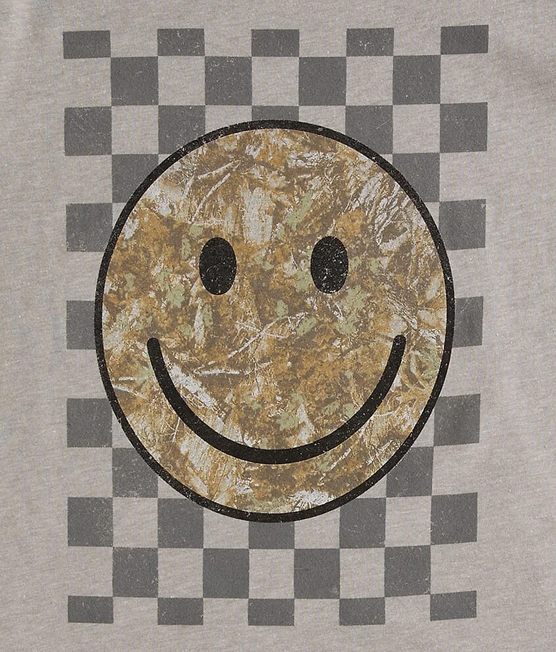 Girls - Camo Smiley Checkered T-Shirt