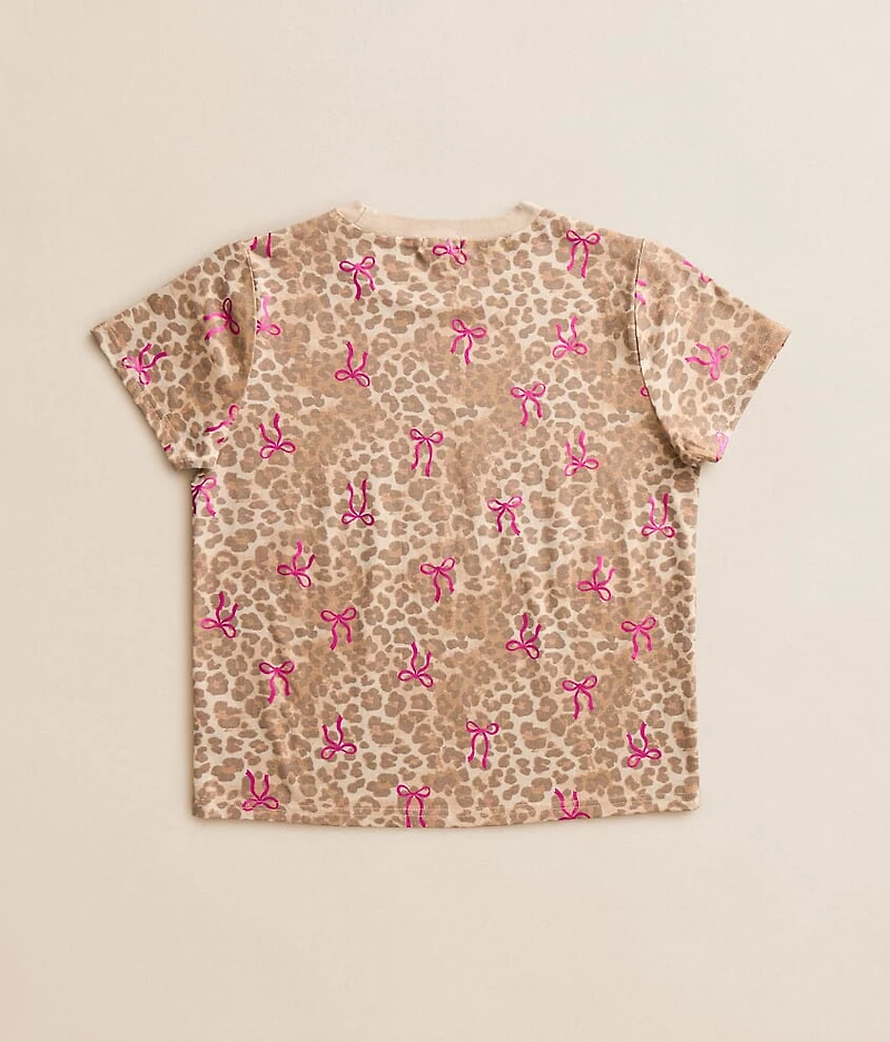 Girls - Foiled Bow Cheetah T-Shirt