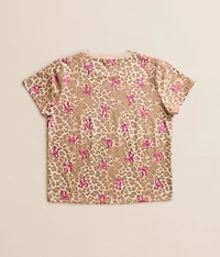 Girls - Foiled Bow Cheetah T-Shirt