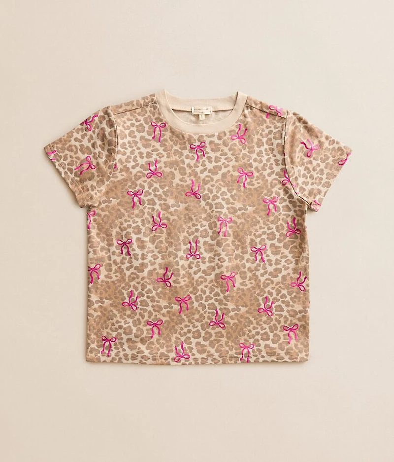 Girls - Foiled Bow Cheetah T-Shirt