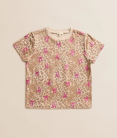 Girls - Foiled Bow Cheetah T-Shirt