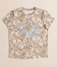Girls - Wavy Smiley Camo T-Shirt