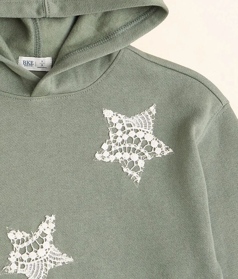 Girls - Star Crochet Applique Hooded Sweatshirt
