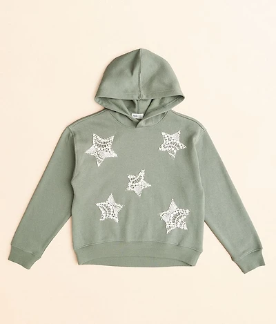 Girls - Star Crochet Applique Hooded Sweatshirt