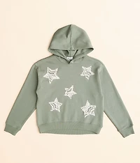 Girls - Star Crochet Applique Hooded Sweatshirt