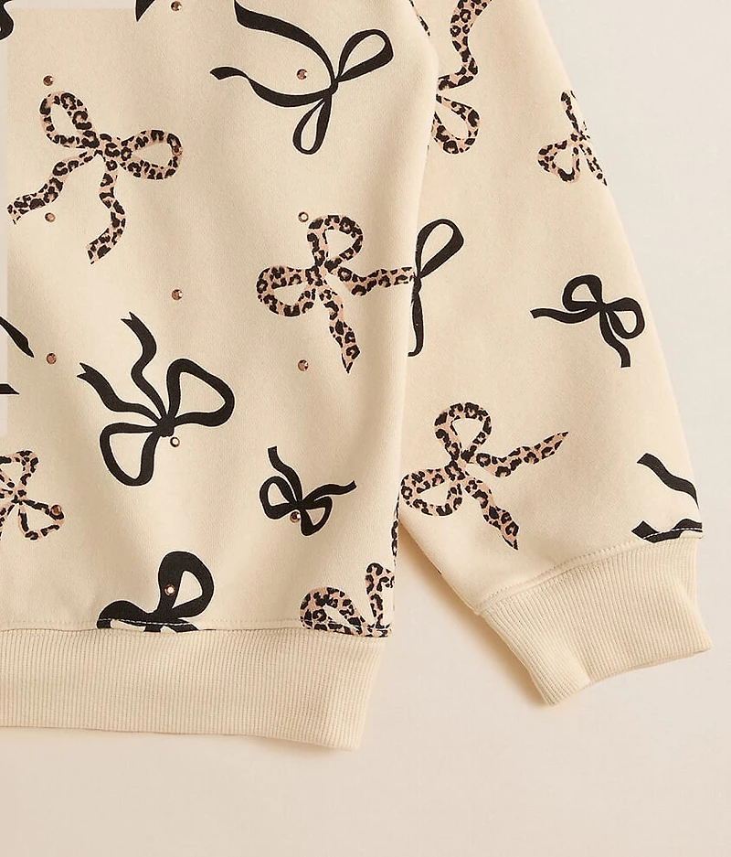 Girls - Rhinestone Cheetah Bow Pullover