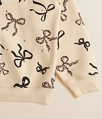 Girls - Rhinestone Cheetah Bow Pullover