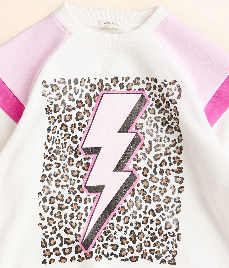 Girls - Leopard Lightning Bolt Pullover