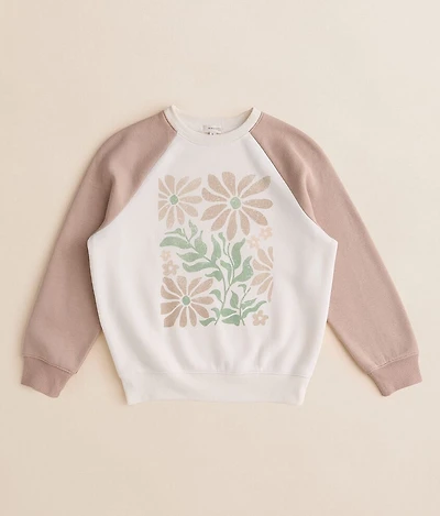 Girls - Floral Raglan Pullover