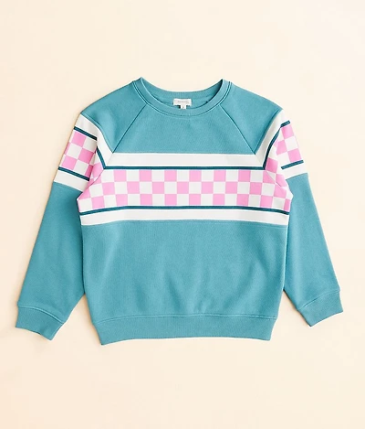 Girls - Checker Stripe Pullover