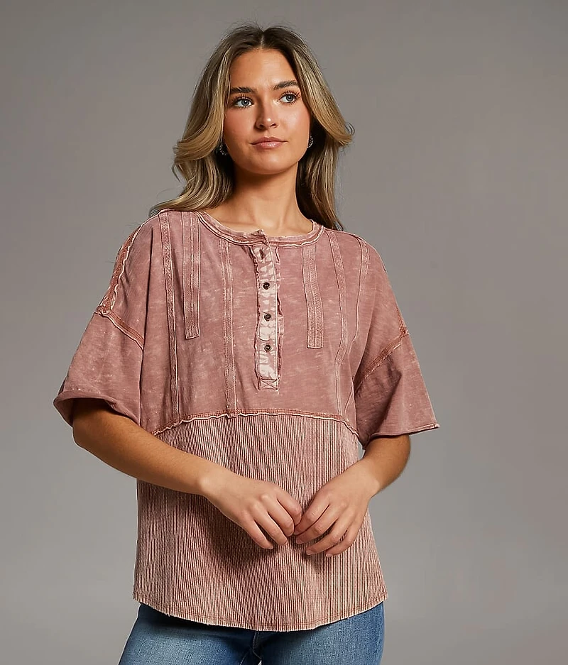 Raw Edge Washed Henley