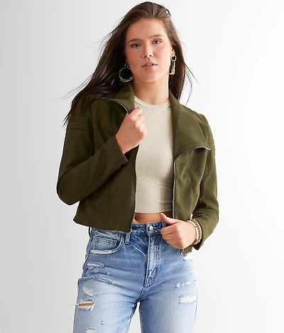 Faux Suede Moto Jacket