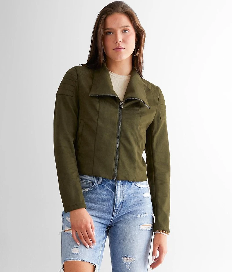 Faux Suede Moto Jacket