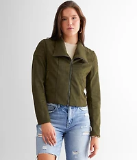 Faux Suede Moto Jacket