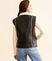 Faux Leather Sherpa Vest