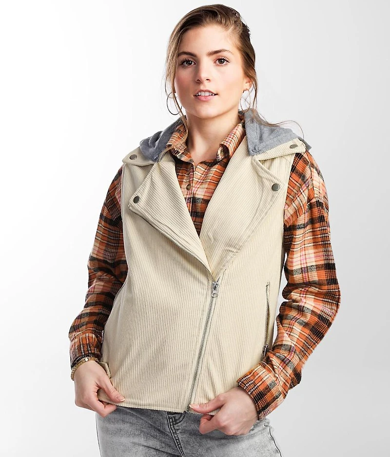 Moto Corduroy Hooded Vest