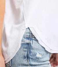 Raw Edge V-Neck Henley