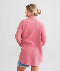 Washed Waffle Knit Boyfriend Shirt