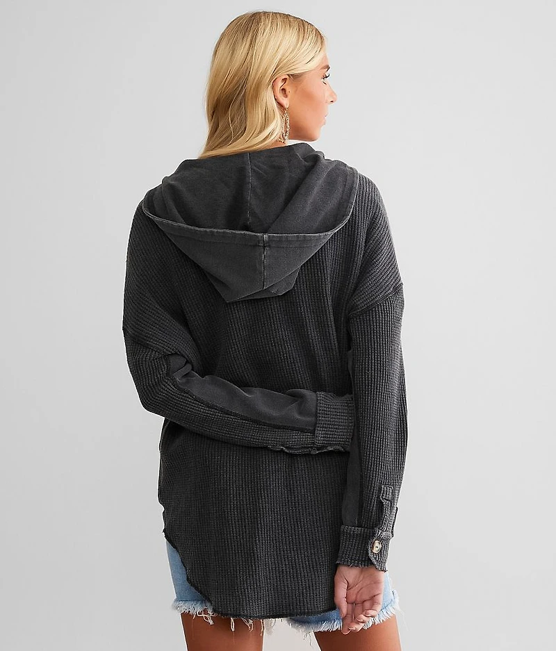 Hooded Waffle Knit Shirt