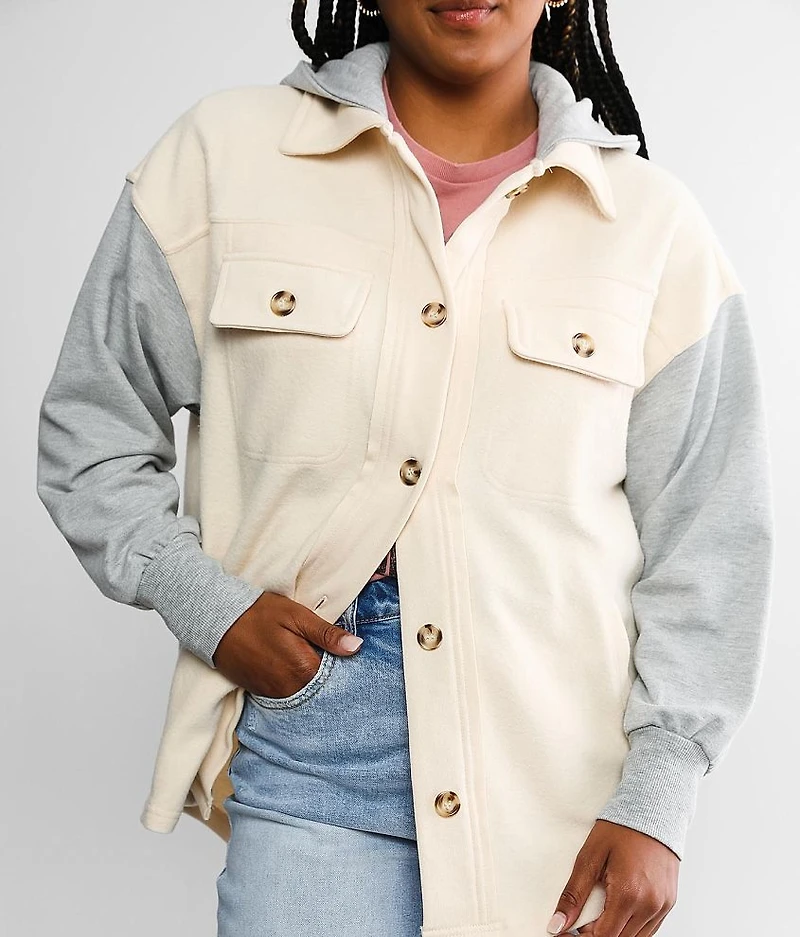 Reverse Pieced Fleece Shacket