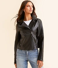 Faux Leather Moto Cropped Jacket