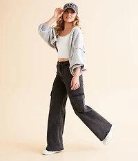 Exposed Seam Cropped Bolero Cardigan