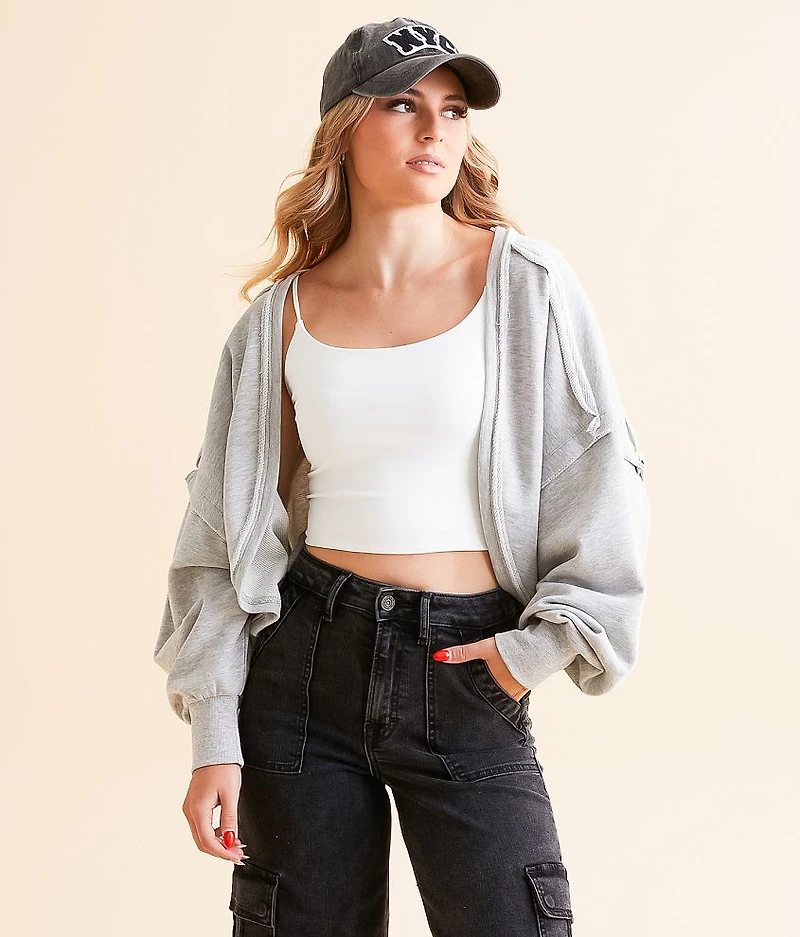 Exposed Seam Cropped Bolero Cardigan