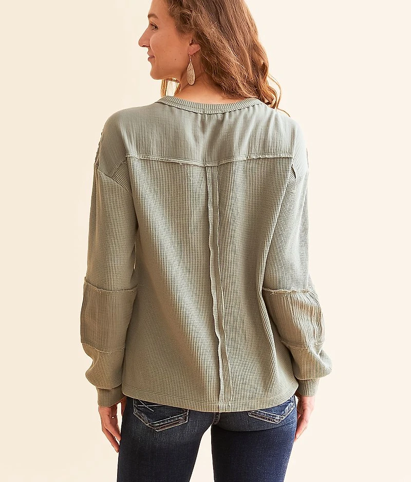 Pieced Waffle Knit Top