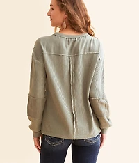 Pieced Waffle Knit Top
