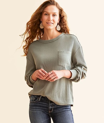 Pieced Waffle Knit Top