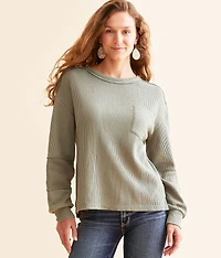 Pieced Waffle Knit Top