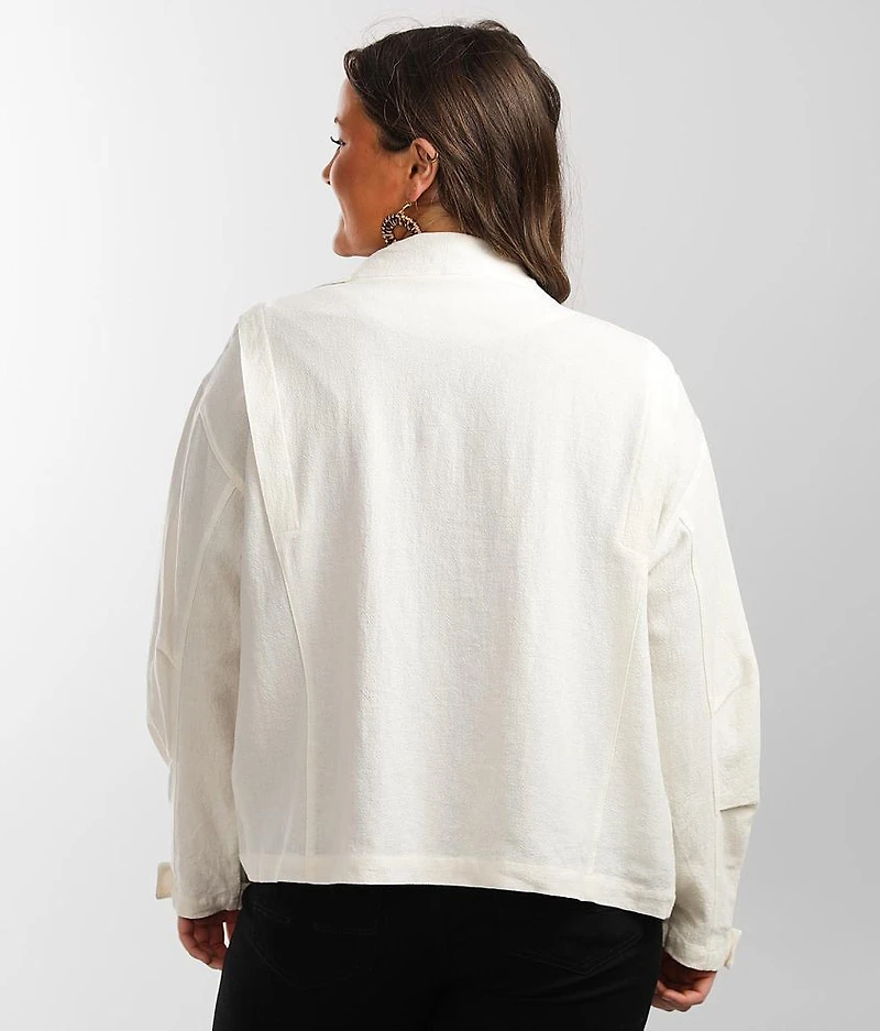 Woven Mock Neck Jacket