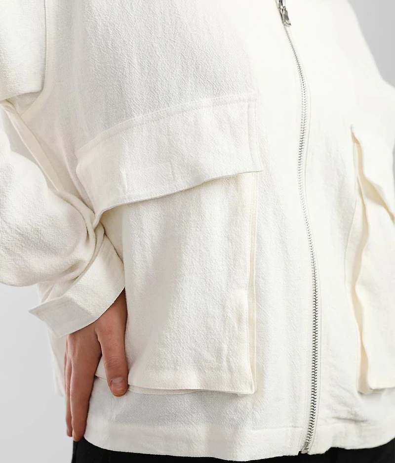 Woven Mock Neck Jacket