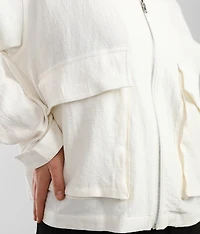Woven Mock Neck Jacket