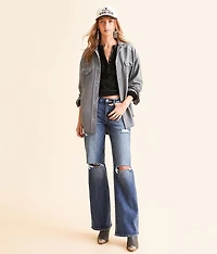 Ribbed Aztec Embroidered Shacket