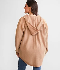 Oversized Waffle Knit Hooded Shirt