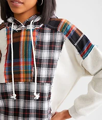 Oversized Plaid Hooded Sweatshirt