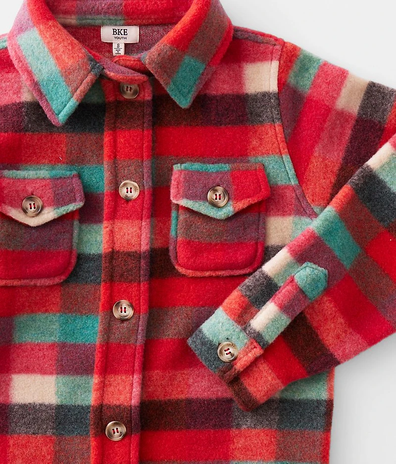 Girls - Plaid Fleece Shacket