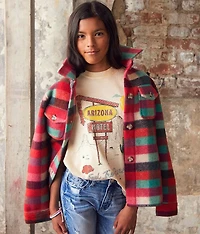 Girls - Plaid Fleece Shacket