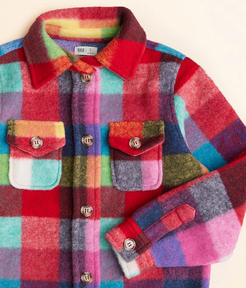 Girls - Plaid Fleece Shacket