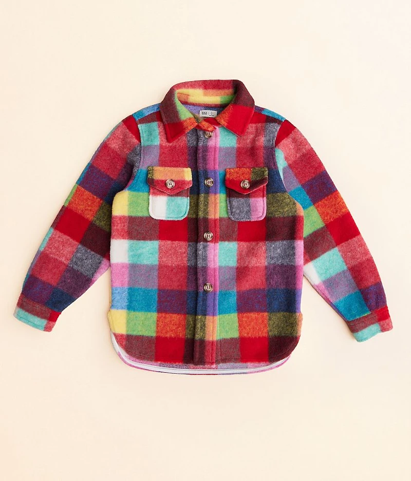 Girls - Plaid Fleece Shacket