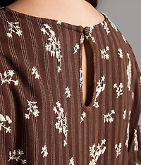 Striped Floral Embroidered Top